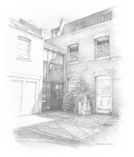 The offices of Christine Green Authors' Agent: drawing by Ceri Shields